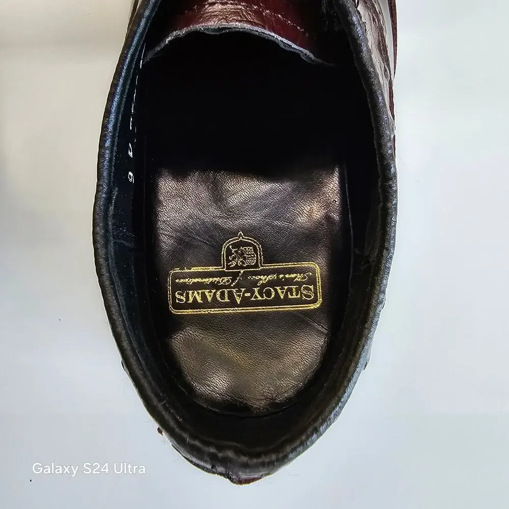 Stacy Adams Dayton Ostrich Wingtip Oxford Burgundy Lace up Dress Shoe Men's 9D